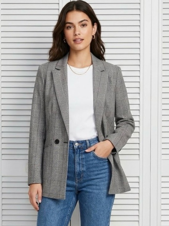 INC International Concepts Jackets & Blazers - I.N.C. Glen Plaid Black & White Classic Blazer Women’s Size Small